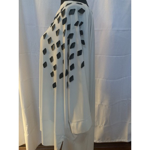 Mat Womens Large XL Polyester Blouse‎ With Diamond Decor White And Black - Picture 5 of 7